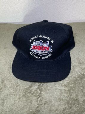 Vintage Super Bowl XXXIV 2000 Snapback Hat Black Logo 7 NFL Atlanta Georgia Rams